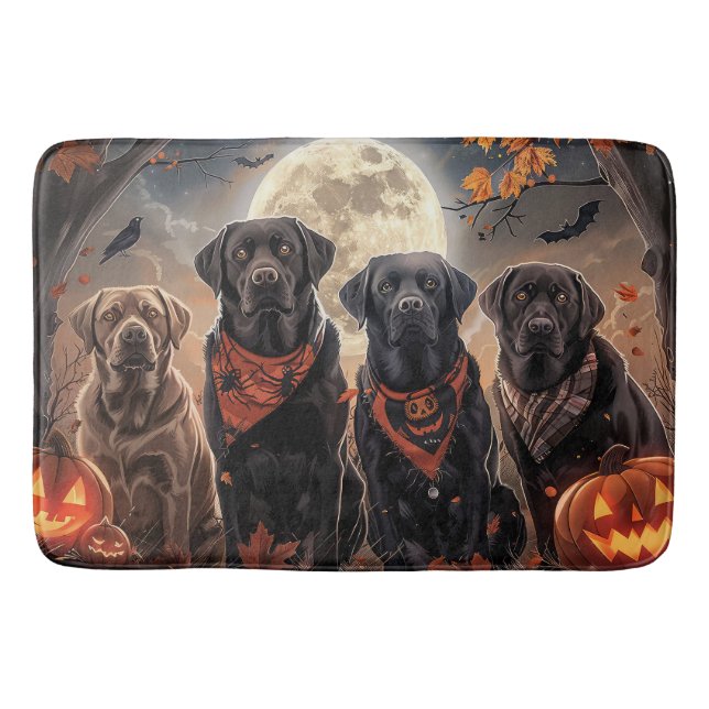 Tapete De Banheiro Labrador Halloween Spooky (Frente)