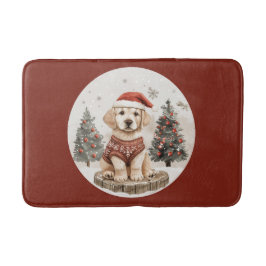 Tapete De Banheiro Labrador Retriever Christmas Puppy