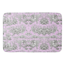 Tapete De Banheiro Laca floral de folha cor-de-rosa-pintada de jouy