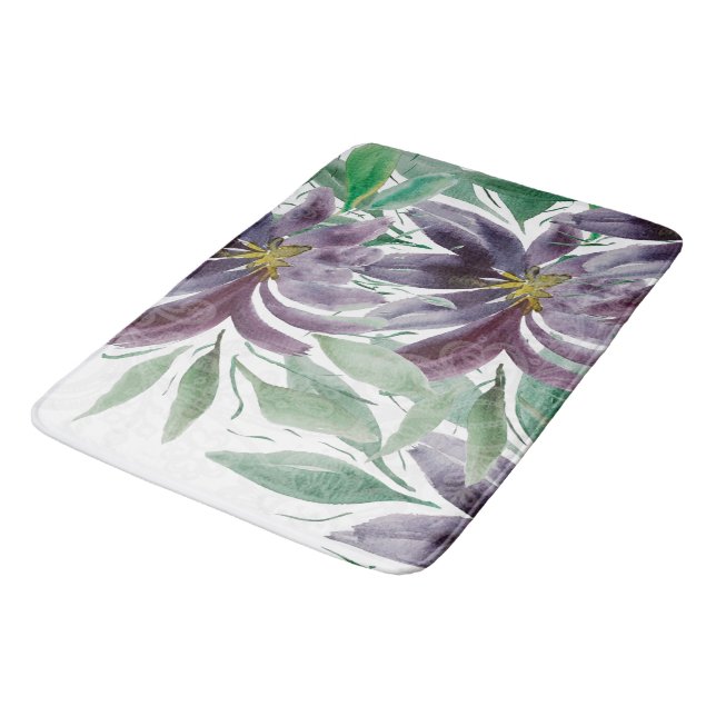 Tapete De Banheiro Lace Roxo Elegante Lotus Watercolor (Angulado)
