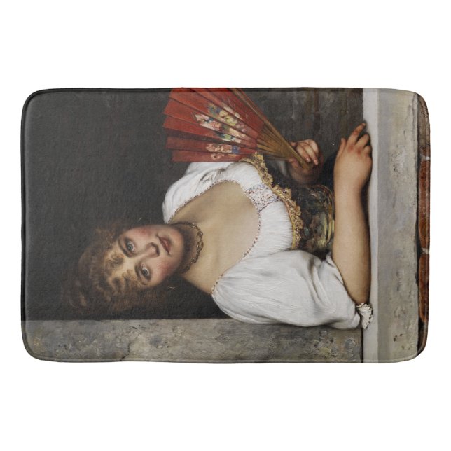 Tapete De Banheiro Lady with a Red Fan (por Eugene de Blaas) (Frente)