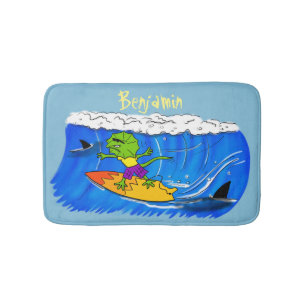 Tapete De Banheiro Lagarto espinhoso surfando cartoon