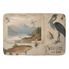 Tapete De Banheiro Lago Lodge Fly Pesca Truta De Vintage Fish Mountai