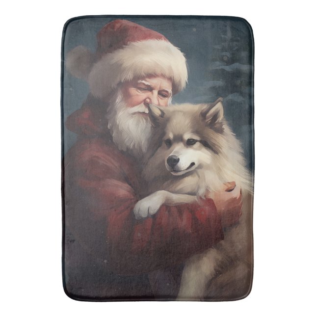 Tapete De Banheiro Lapphund Santa Claus Festivo (Frente Vertical)