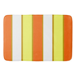 Tapete De Banheiro Laranja, Amarelo e White Stripes