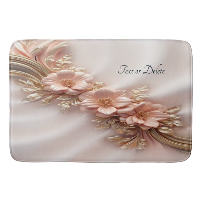 Tapete De Banheiro Laranja Elegante Peach Floral Bath Mat (Frente)