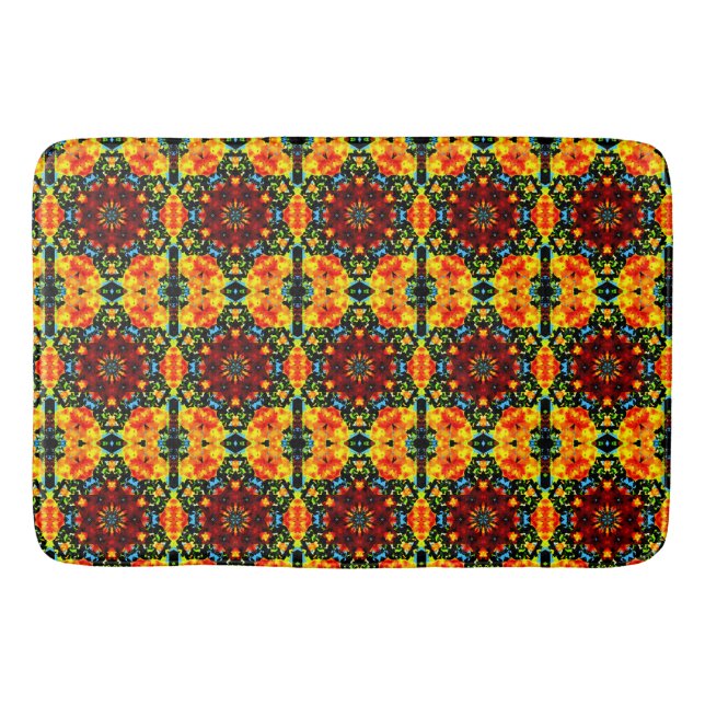 Tapete De Banheiro Laranja Floral (Frente)