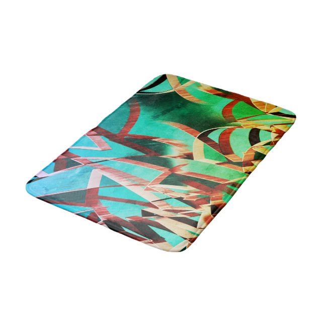 Tapete De Banheiro Laranja sobre fundo verde ou aquamarino (Angulado)