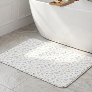 Tapete De Banheiro Lavanda Azul Boho Aquarela Flor Silvestre Cottage