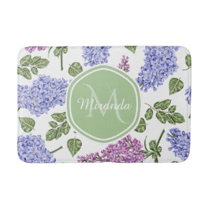 Tapete De Banheiro Lavanda Chic Lilac Floral Pastel Verde Monograma