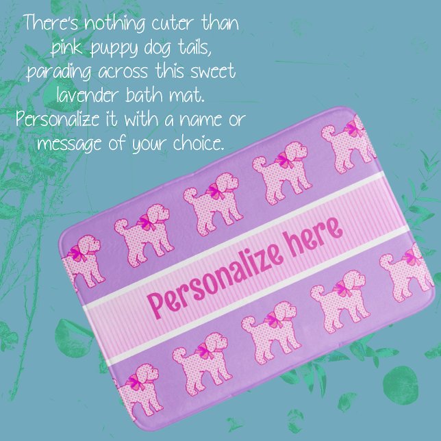 Tapete De Banheiro Lavanda de cachorro rosa personalizada (So cute for baby or kiddos.)
