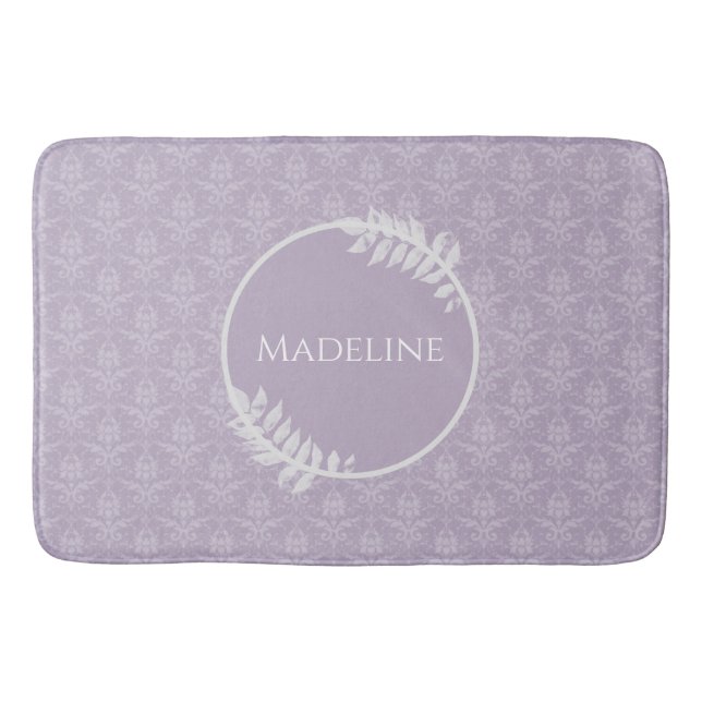 Tapete De Banheiro Lavanda Elegante Damask Personalizado (Frente)