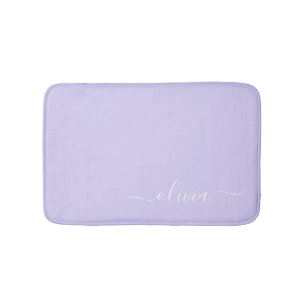 Tapete De Banheiro Lavender Roxo Moderno Rótulo Monograma Nome