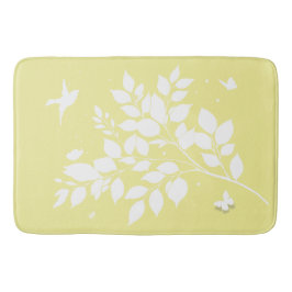 Tapete De Banheiro Leafy branch Swallow Butterflies in silhouette 