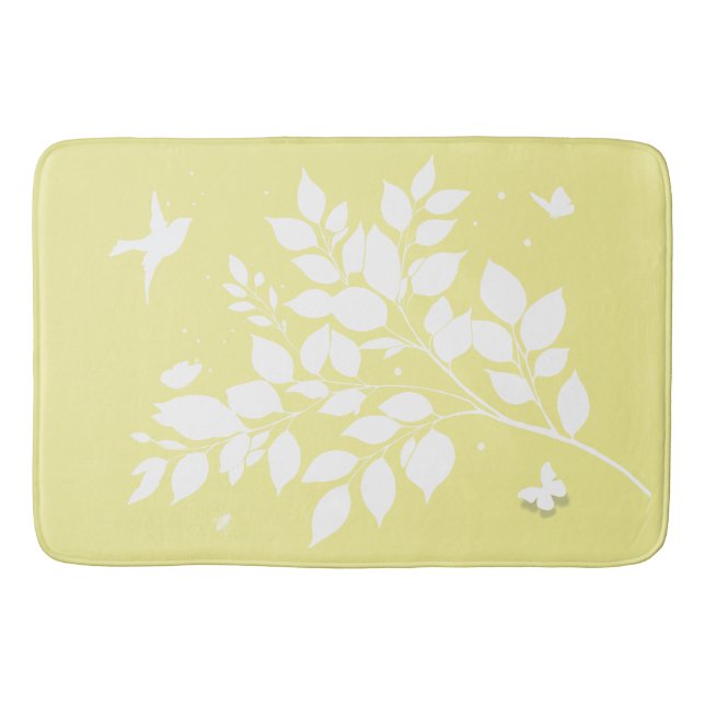 Tapete De Banheiro Leafy branch Swallow Butterflies in silhouette  (Frente)