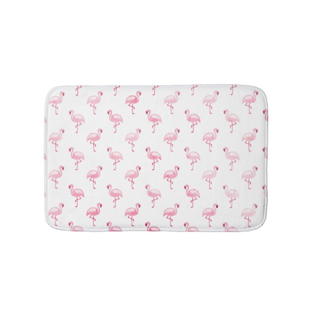 Tapete De Banheiro Legal Pink Tropical Flamingo Patterno em Branco (frente)