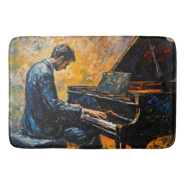 Tapete De Banheiro Leitor de Piano - Pintura de Óleo (Frente)