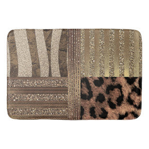 Tapete De Banheiro Leoa Safari Chic Selva Ouro Moderno Brilho