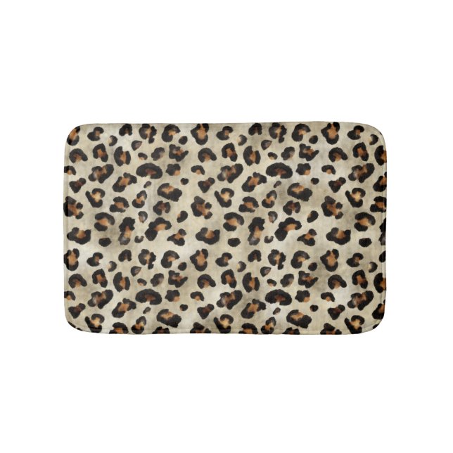 Tapete De Banheiro Leopard Cheetah Animal Print Pattern Beige Brown (frente)