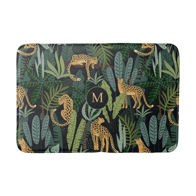 Tapete De Banheiro Leopard Jungle Forest Illustration Seamless Patter (Frente)