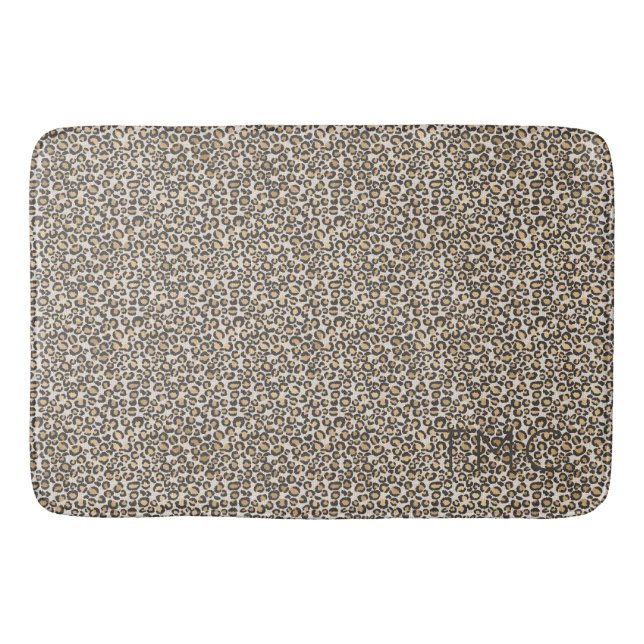 Tapete De Banheiro Leopard Print INITIALS Neutralmente Chic Animal Di (Frente)
