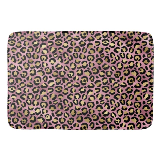 Tapete De Banheiro Leopard Series Design 15 rosa e Dourada (Frente)