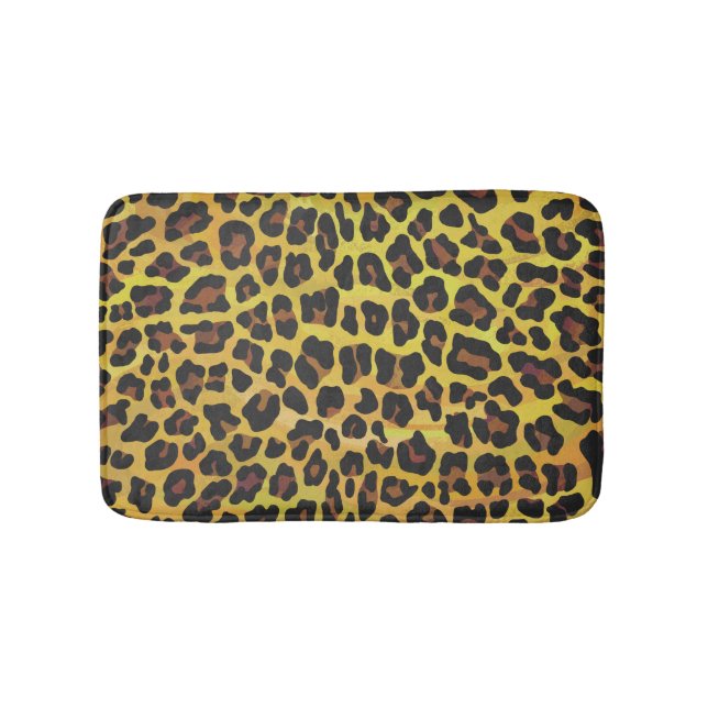 Tapete De Banheiro Leopardo Castanho e Impressão Amarelo (frente)