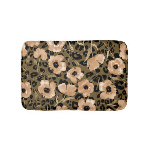 Tapete De Banheiro Leopardo Floral de Aquarela: Padrão Sem Fim