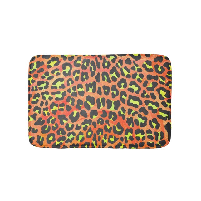 Tapete De Banheiro Leopardo Laranja e Impressão amarelo (frente)