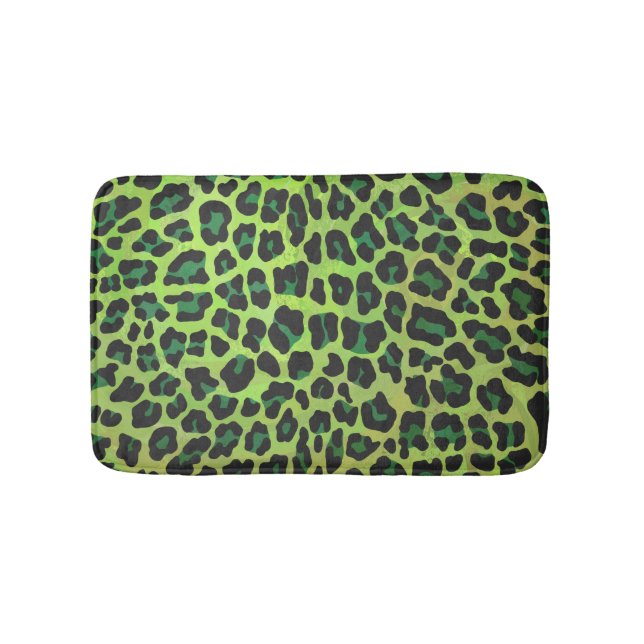 Tapete De Banheiro Leopardo Negro e Impressão Verde (frente)