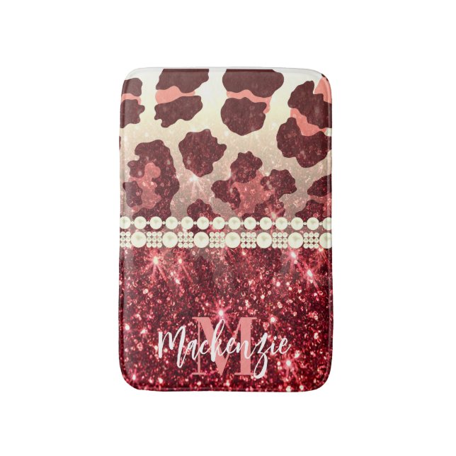 Tapete De Banheiro Leopardo rosa e brilho (Frente Vertical)
