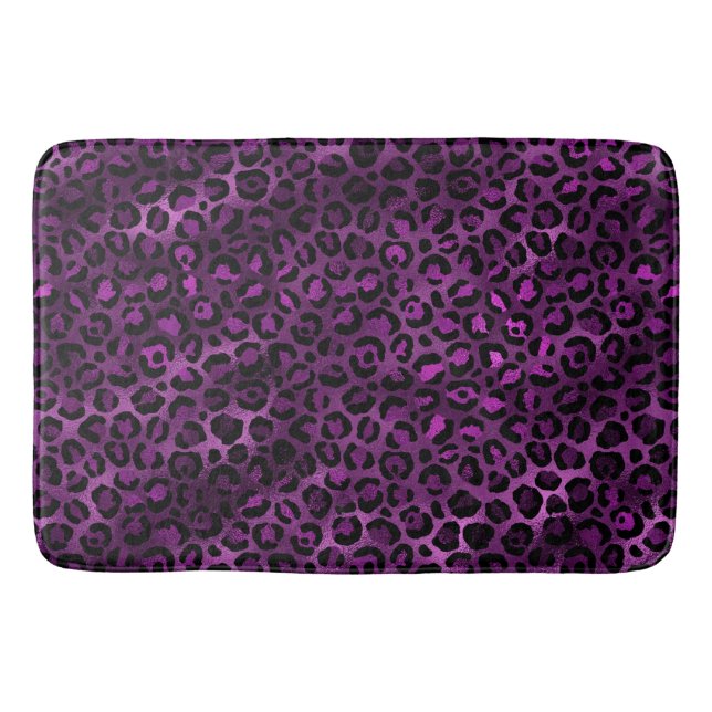 Tapete De Banheiro Leopardo roxo e Dourado Design 3 (Frente)