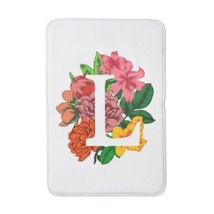 Tapete De Banheiro Letra maiúscula L monograma floral