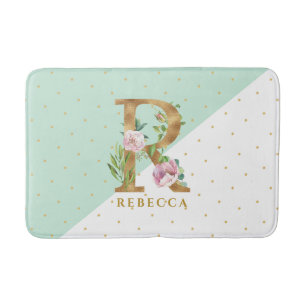Tapete De Banheiro Letra monográfica floral R para REBECCA
