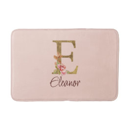 Tapete De Banheiro Letra Personalizada E Dourado Folha Brilhante Rosa