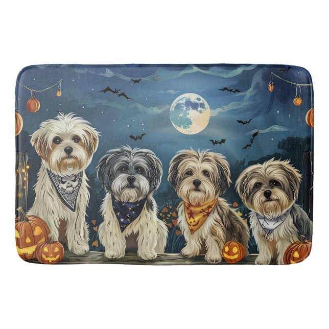Tapete De Banheiro Lhasa Apso Halloween Spooky (Frente)
