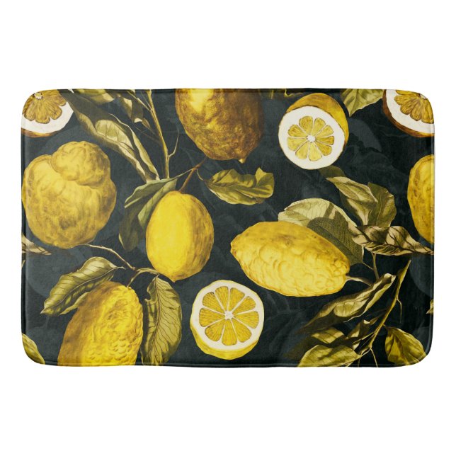 Tapete De Banheiro Limão e Folha Padrão V (Frente)