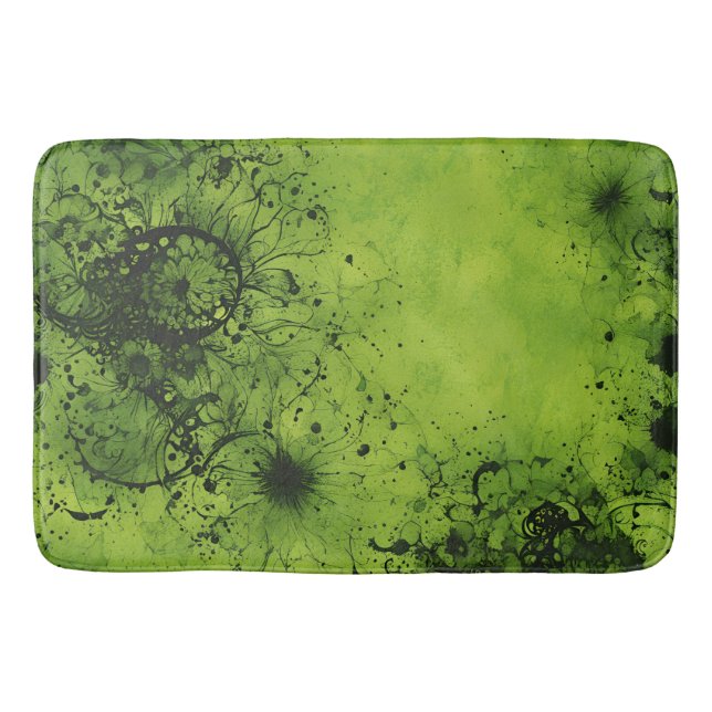 Tapete De Banheiro Lime Verde Grunge com Acentos Pretos (Frente)