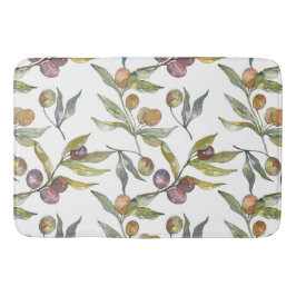 Tapete De Banheiro Linda Aquarela Azeitona Italiana Padrão Branco