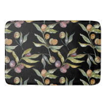 Linda Aquarela Azeitona Italiana Padrão Preto