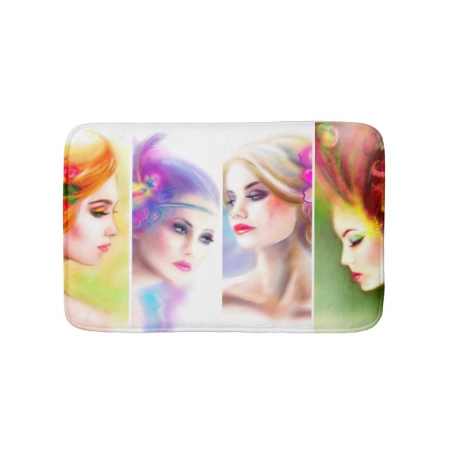 Tapete De Banheiro Linda Colagem do rosto da Mulher (frente)