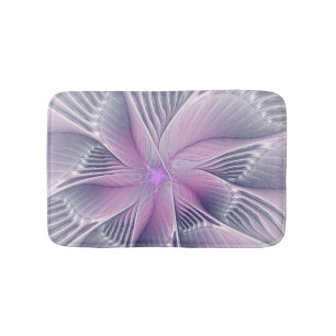 Tapete De Banheiro Linda Flor Rosa Arte Abstrato Fractal Moderno