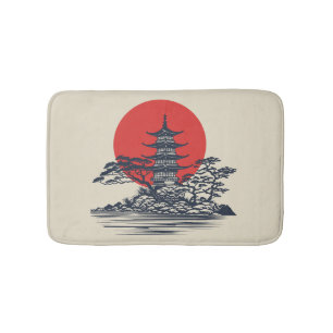 Tapete De Banheiro Linda paisagem japonesa com o nascer do sol
