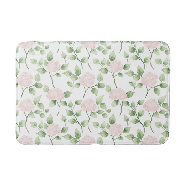 Tapete De Banheiro Lindas Flores Cor-de-Rosa Folhas Verdes   (Frente)