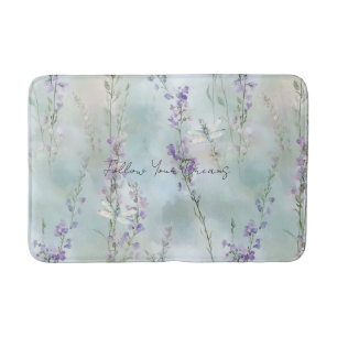 Tapete De Banheiro Lindas Flores de Lavanda Românticas Libélulas