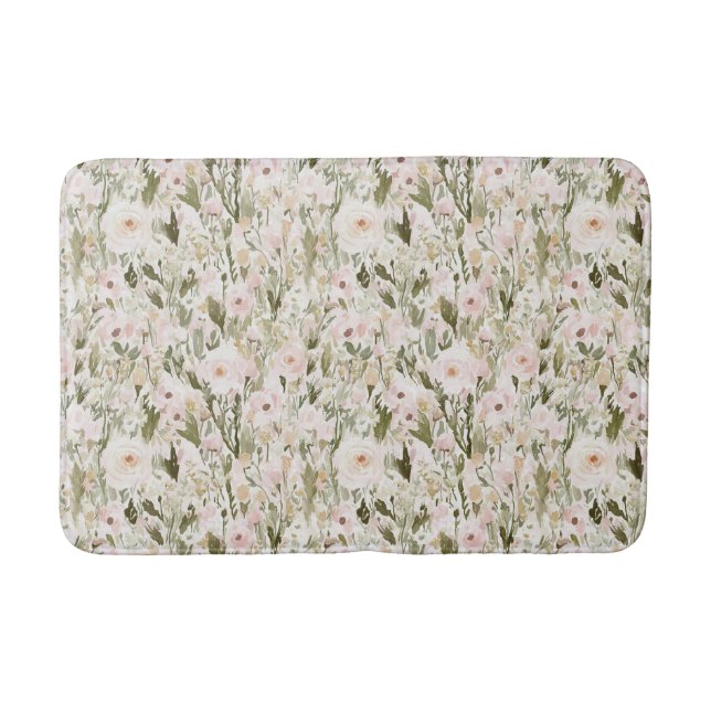 Tapete De Banheiro Lindas Flores Rosa Bege (Frente)