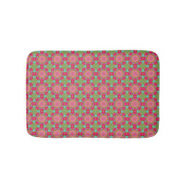Tapete De Banheiro Lindo Floral Rosa Quente e Verde