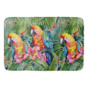 Tapete De Banheiro Lindos papagaios e flores tropicais