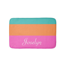 Tapete De Banheiro Linhas Horizontais Cor-de-Rosa, Laranja e Azul com