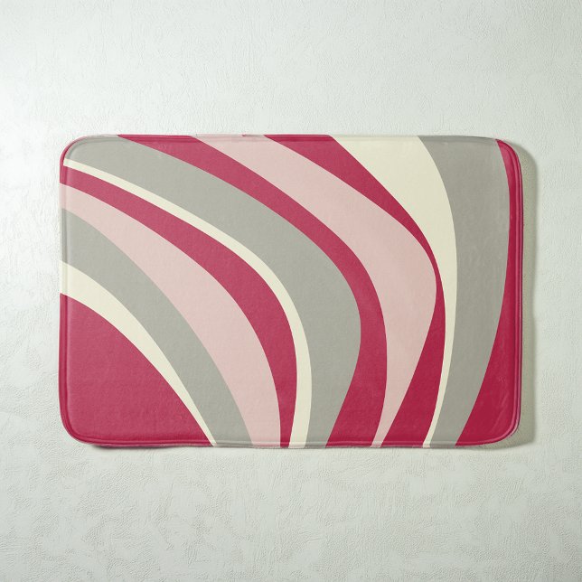 Tapete De Banheiro Linhas Onduladas Funky Retro Magenta Rosa Cinza (Criador carregado)